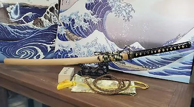 T10 Steel Katana Clay Tempered Blade Real Hamon Line Long Tachi Style Handle • $315