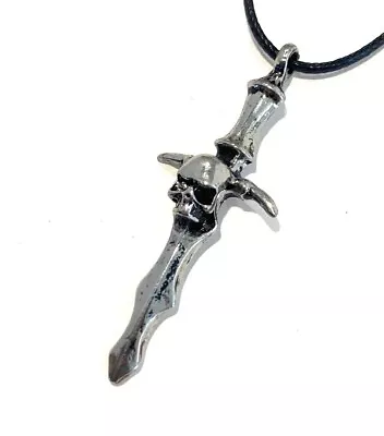 Skull Dagger Sword Blade Stainless Steel Pendant 16  Necklace • $7.99