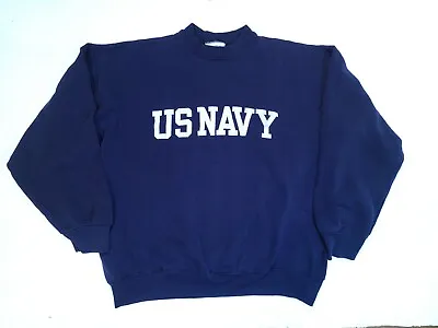 Vintage 80s/90s US Navy Graphic Sweatshirt Made In USA Navy Blue XL Velva Sheen • $39.99