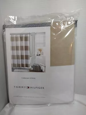 Tommy Hilfiger Shower Curtain Cabana Stripe Sand And White 60% Cotton 72x72in  • $29