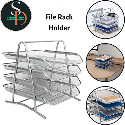 Mesh Desk Organiser File Rack Holder Home Office Document Papers Storage Tray UK • £13.67