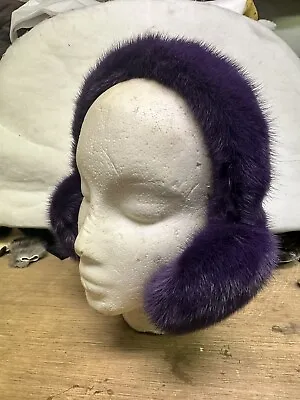 NEW DARK PURPLE COLOR FUR Mink Earmuffs Affordable Great Prices • $89