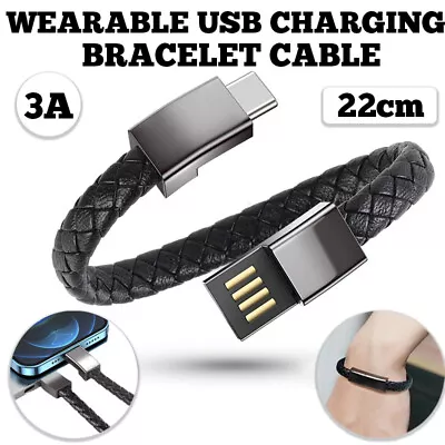 NEW USB Charging Cable Bracelet Wrist Data Charger Sync Cord Leather Type-C Adap • $9.19