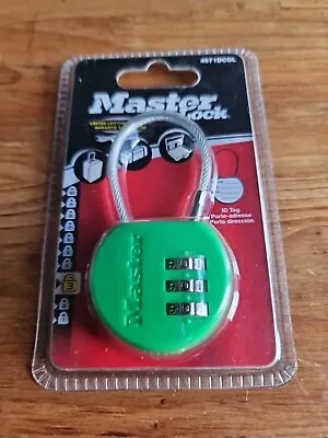 Master Lock 4671DCOL Green 3 Digit Combination Travel Luggage Lock ID Tag Level3 • £5.98