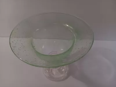 Vintage Bubble Art Glass Vase Ribbed Light Green Collectible Flowers • $15