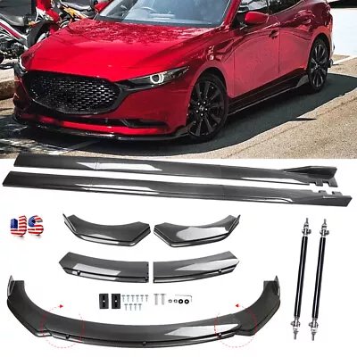 Carbon Fiber For Mazda 3 Mazda3 Hatchback Front Bumper Lip Spoiler + Side Skirts • $289.99