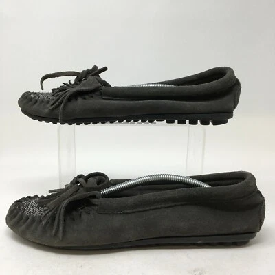 $15.59 • Buy Minnetonka Slipper Moccasin Womens 8.5 Gray Cordova Kilty Slip On Suede 405V