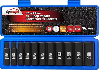 Epauto 1/2-Inch Drive SAE Deep Impact Socket Set 11 Sockets • $50.65