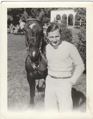 Man Dressed In White With Horse Jockey? Equestrian Photo Vintage Snapshot 1930s • $4.20