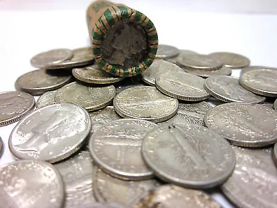 Roll Of 50 Unsearched Circulated Mercury Dimes - 90% SILVER • $95