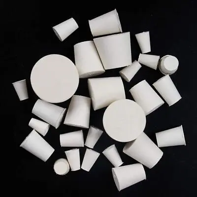 26 Pack Solid Rubber Stopper White Lab Plug 000# - 8# Sizes Assortment 11 • $11.79