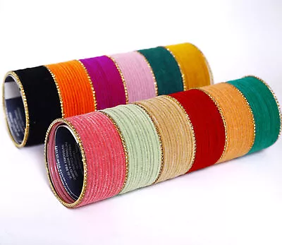 Indian Bollywood 158Pc 12 Color Velvet Bangle Box Multicolor Partywear Churi Set • $25.73