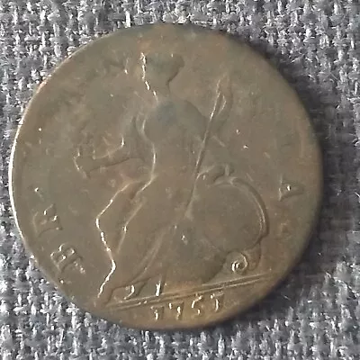 1757 Half Penny Coin/george Ii • £1
