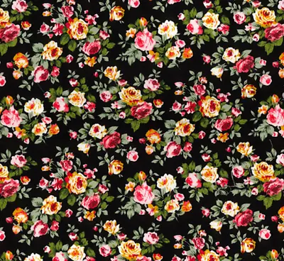 100% Cotton Fabric Floral Rose & Hubble Daisy Poppy Half Metre • £7.35