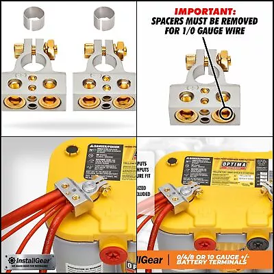 Best Terminales De Bateria De Calibre 0/4/8 O 10 Con Cunas Positivo Y Negativo • $23.89