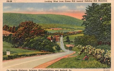 Postcard PA Lincoln Highway Between McConnellsburg & Bedford 1952 Linen PC J739 • $4