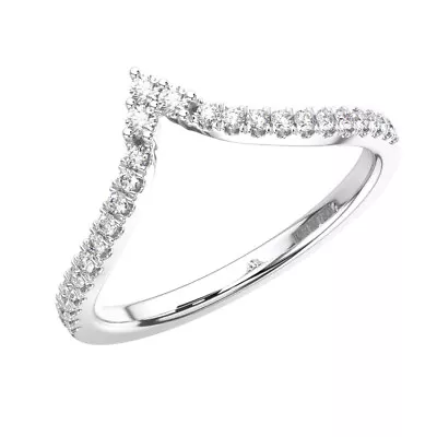 4 MM 100% Natural Round Diamonds Wishbone Shape Half Eternity Ring 9K White Gold • £330.72