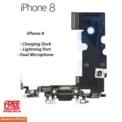 NEW IPhone 8/SE 2020 Charging Dock Port / Dual Microphone Replacement BLACK • £4.43