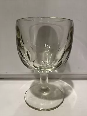 Vintage Clear Goblet Thumbprint Thick Heavy Stemmed Schooner Glass 6” • $7
