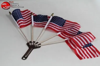 5 Post Vintage Style Parade Mini Flags Holder Cycle Car Truck Stainless Steel • $44.21