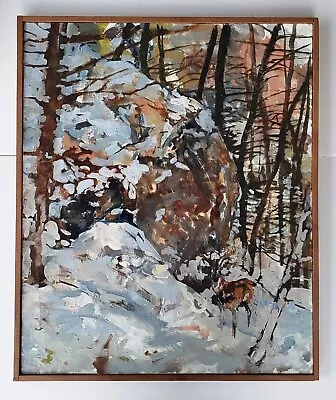 Stanley Brostoski Impressionist Oil Painting Shaftsbury Vermont – Winter Scene • $295