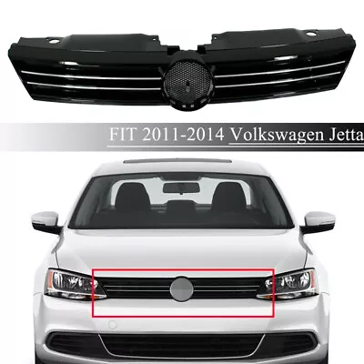 Grille Black Shell Grill W/chrome Trim Fit 2011-2014 Volkswagen Jetta • $38