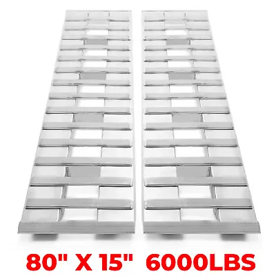 Pair Of 80  X 15  Aluminum 6000 LBS Truck Car Auto Trailer Ramps Hook End Knife • $275