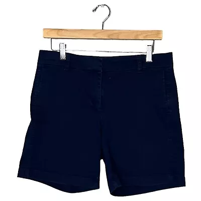 J Crew Shorts Womens Size 6 Navy Blue 4  Stretch Chino Flat Front Pockets • $14.99