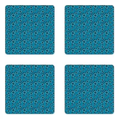 $19.99 • Buy Ambesonne Turtle Pattern Coaster Set Of 4 Square Hardboard Gloss Coasters