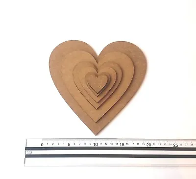 MDF Hearts Craft Shapes Wedding 4mm Thick-Sizes 4cm/5cm/7.5cm/10cm/15cm/20cm • £3.37