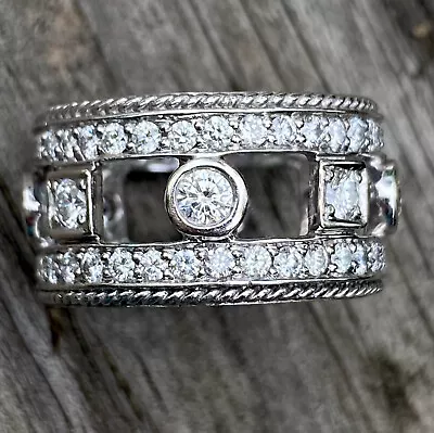 Penny Preville 18K White Gold And Diamond Ring Band 1.5 CTW Size 6.75 9.2g • $2250