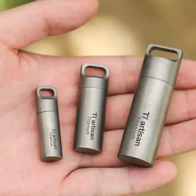 Titanium Pill Case Portable Keychain Waterproof Pill Holder Container Organizer • $18.95