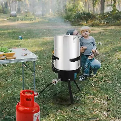 Outdoor Aluminum Deep Turkey Fryer 30QT Gas Propane Stock Pot Cooker Rack Silver • $75.90