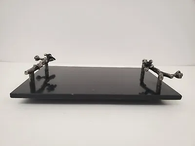 Cheese Board Black Marble - Branch With Flower Handles • $28