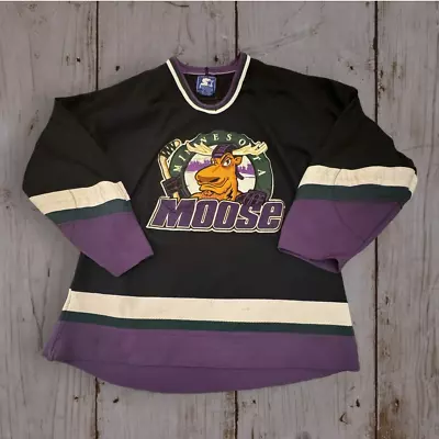 Vintage Manitoba Minnesota Moose Hockey Starter Jersey Size XL • $125