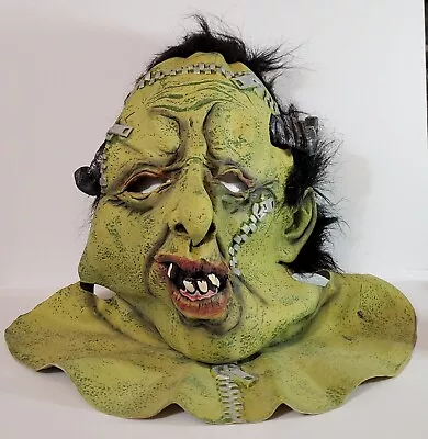 Green Zipper Face Frankenstein's Monster Halloween Rubber Latex Mask Adult Hugh • $39.99