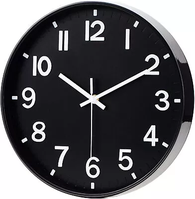 12 Inch Wall Clock Silent Large Wall Clocks For Living Room Office Home Kitchen • £12.49