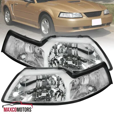 $69.49 • Buy Headlights Fits 1999-2004 Ford Mustang Replacement Head Lamps Left+Right