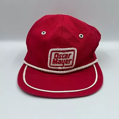 Vintage Oscar Mayer Hat Cap Snap Back Made In USA Red Mens White Rope No Foam • $21.95