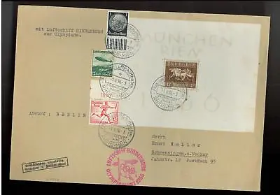 1936 Germany Hindenberg Zeppelin LZ 129 Olympics Cover • $125