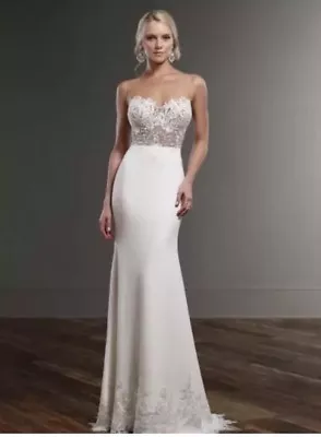 ML775 Martina Liana Sexy Illusion Back Lace Detail Wedding Gown Sz 8 • $1750