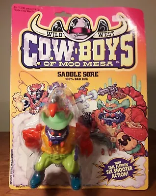 COWBOYS OF MOO MESA SADDLE SORE VINTAGE ACTION FIGURE 90S TOY Scorpion On Card • $129.99