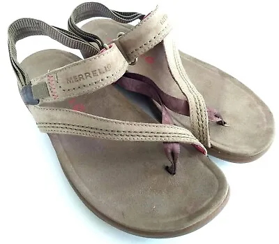 Merrell Mimosa Clove Kangaroo Womens Sz 6 Slip On Flip Flop Casual Thong Sandals • $40.49