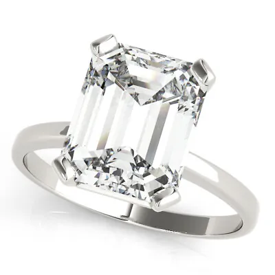 Diamond Emerald Cut Ring AGI Certified VS1 F Grown Lab Created 14K White Gold • $1869.99