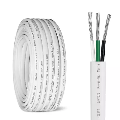 8 Gauge Triplex Marine Wire Tinned Copper Boat Cable 30Ft 8 AWG Standard USA OF • $129.86