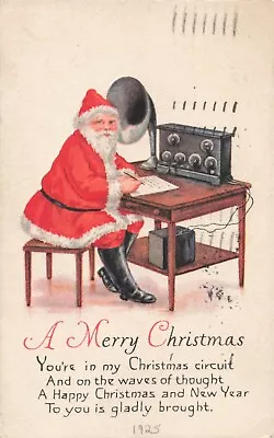 Postcard Santa Claus Christmas Vintage Radio C.1915 Postmark 1925 Milwaukee WIS • £9.45