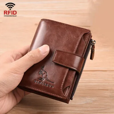 Designer Mens Leather Wallet RFID SAFE Contactless Card Blocking ID Protection • £10.99