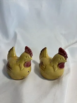 Set Of Two Vintage Chicken Salt And Pepper Shakers  Yellow With Red Combs • $12.99