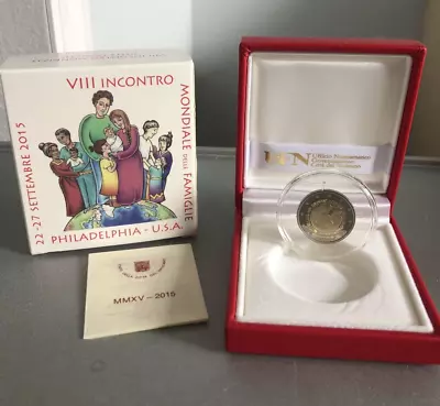 Vatican 2 Euro Proof Coin 2015 8th Meeting Of Families In Philadelphia In Box • $44.99