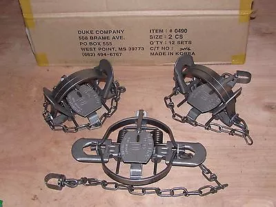$46.27 • Buy 3 Duke #2 Coil Spring Traps Raccoon Coyote Bobcat Fox Lynx Otter New Sale 